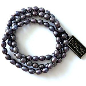 Honora Collection Freshwater Black Pearl Bracelet Set of 3